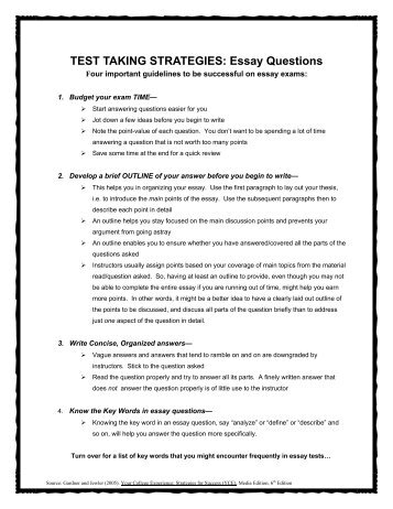 TEST TAKING STRATEGIES: Essay Questions