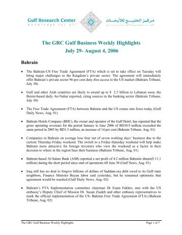 The GRC Gulf Business Weekly Highlights - Gulf Research Center ...