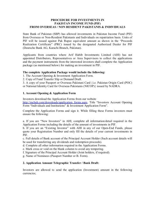 Pif Mcb Arif Habib Savings And Investments Limited