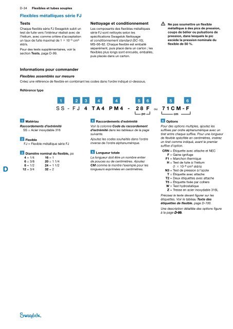 Flexibles et tubes souples (MS-01-180;rev_5;fr-FR) - Swagelok