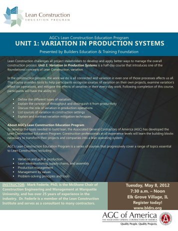 unit 1: variation in production systems - Builders Association