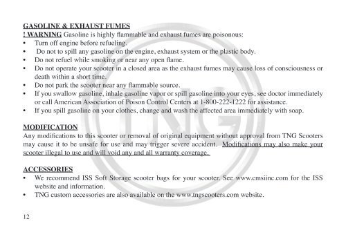 Owner's Manual - TNG Motor Scooters