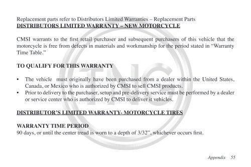 Owner's Manual - TNG Motor Scooters