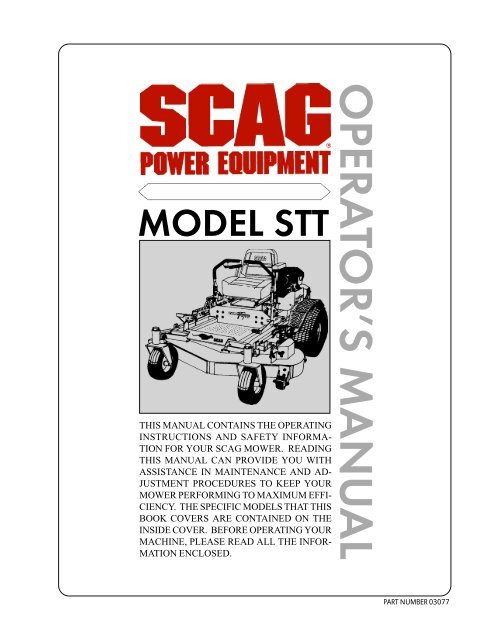 2K STT Operators Manual Cover Scag Power Equipment