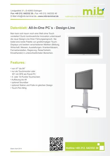 Datenblatt: All-In-One PC´s - Design-Line Features: