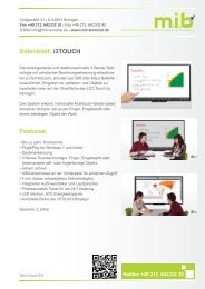 Datenblatt: i3TOUCH Features: