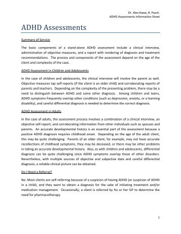 ADHD Assessments - Dr. Alex Kwee R.Psych