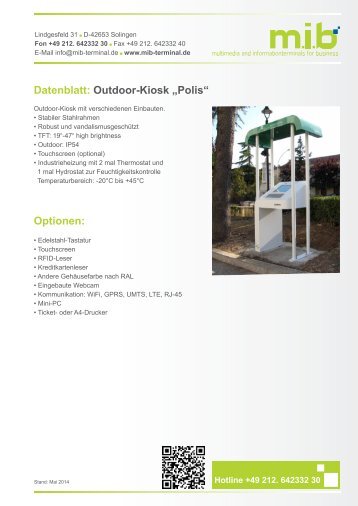 Datenblatt: Outdoor-Kiosk „Polis“ Optionen: