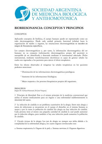 BIORRESONANCIA: CONCEPTOS Y PRINCIPIOS - SAMByH