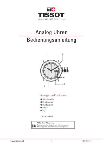 Analog Uhren Bedienungsanleitung - Goldschmiede Urban