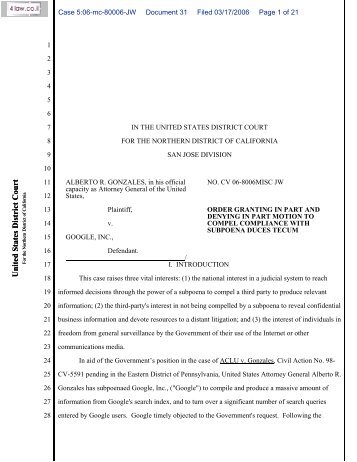 Court Decision on the subpoena about Google - 4Law