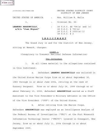 Indictment : USA v. Leandro Aragoncillo - 4Law