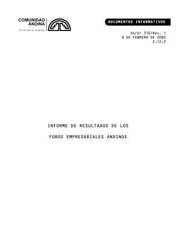 informe de resultados de los foros empresariales andinos - Intranet