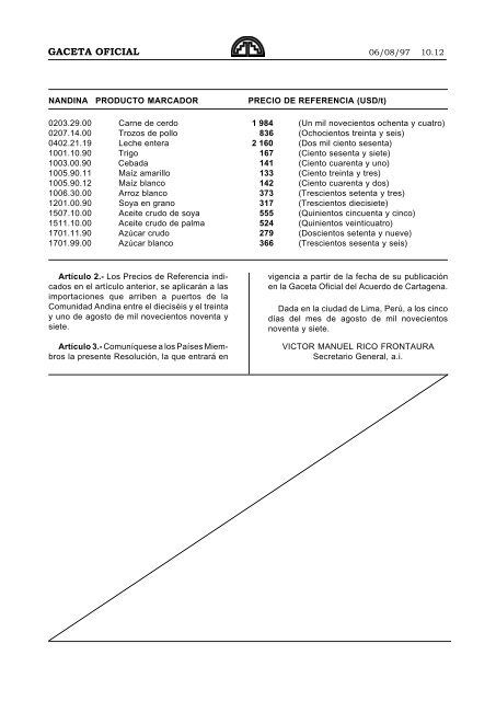 Gaceta Oficial 285 - Intranet - Comunidad Andina