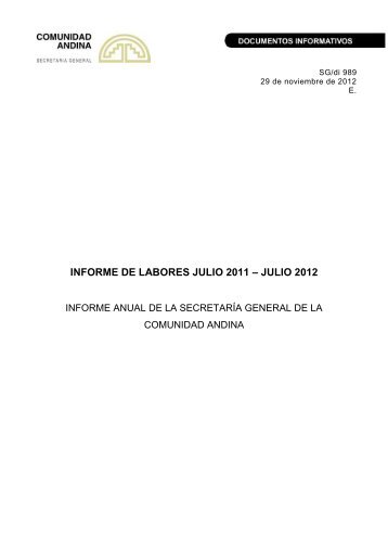 INFORME DE LABORES JULIO 2011-JULIO 2012 ... - Intranet