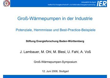 GroÃŸ-WÃ¤rmepumpen in der Industrie - Potenziale, Hemmnisse und