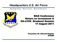 ROI & EA-LVCE - Air Force Agency for Modeling and Simulation