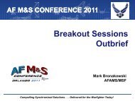 Breakout Sessions Outbrief - Air Force Agency for Modeling and ...