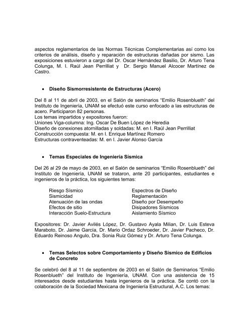 Informe SMIS 2002-2003 (pdf) - Sociedad Mexicana de IngenierÃ­a ...