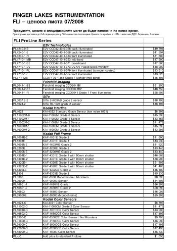 FINGER LAKES INSTRUMENTATION FLI â 07/2008