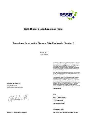 GSM-R user procedures (cab radio) - GSMR Online