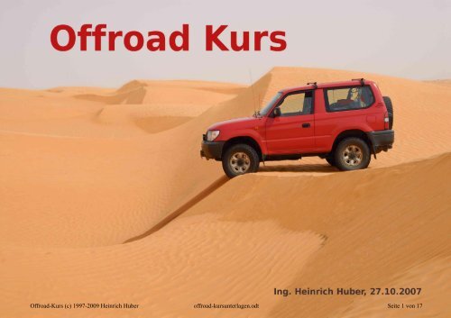 Offroad-Kurs (c) 1997-2009 Heinrich Huber offroad-kursunterlagen ...