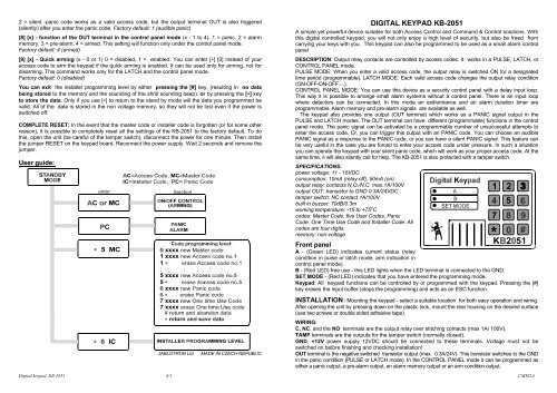 DIGITAL KEYPAD KB-2051