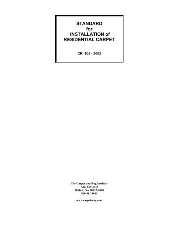 Standard for Installation of Residential Carpet - CRI 105 - Canadian ...