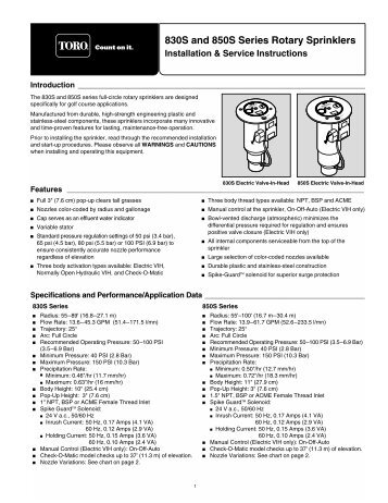 Toro 850 Installation Manual - Reinders.com