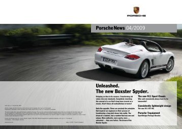 Porschenews 04/2009 Unleashed. The new Boxster Spyder.