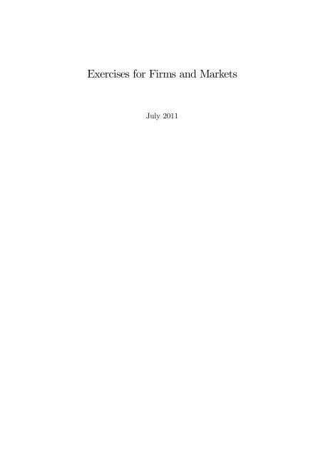 Exercises for Firms and Markets - Economics