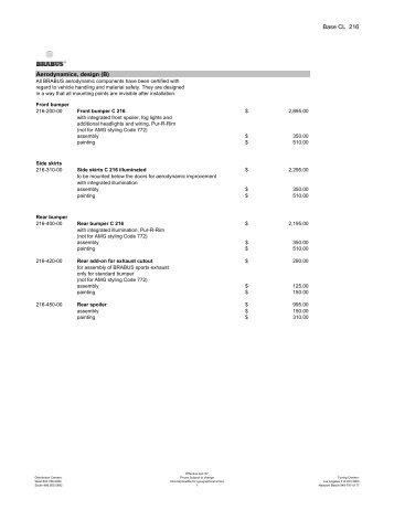 Base CL 216 Aerodynamics, design (B)