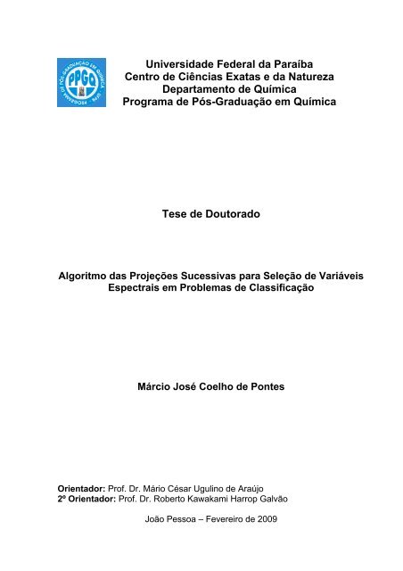 Algoritmo das Projeções Sucessivas Para Seleção de ... - PPGQ