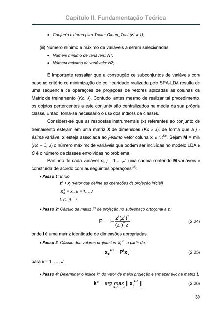 Algoritmo das Projeções Sucessivas Para Seleção de ... - PPGQ