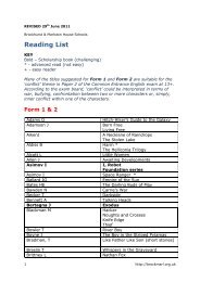 Reading List June 20.. - Brockhurst and Marlston House Schools