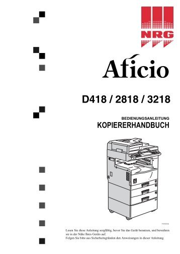 Aficio 180 Bedienungsanleitung Kopierer - Nashuatec