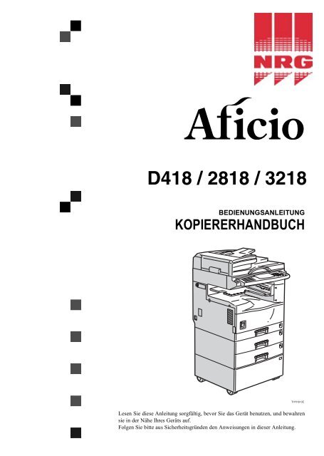 Aficio 180 Bedienungsanleitung Kopierer - Nashuatec