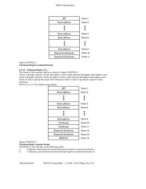 Mitel Technical Specification 22