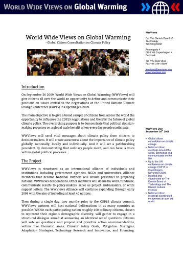 WWViews info sheet v33 6.2 2009 - The Project - World Wide Views