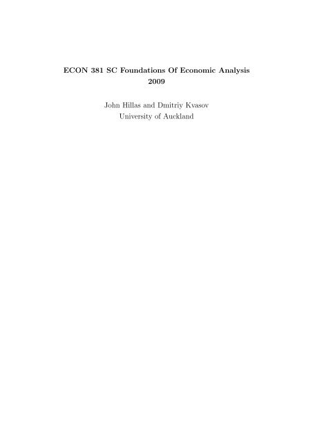 ECON 381 SC Foundations Of Economic Analysis ... - Economics