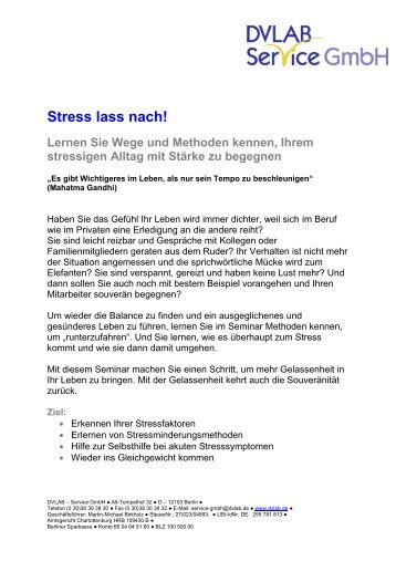 Stress lass nach! - DVLAB