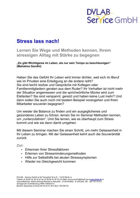 Stress lass nach! - DVLAB