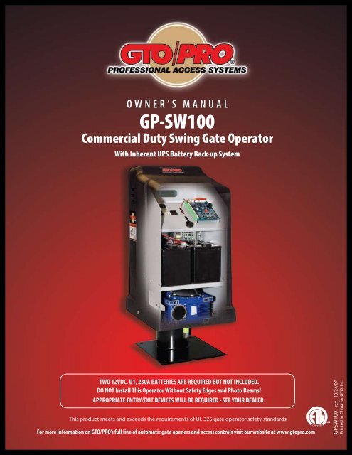 GTO/PRO GP-SW100 - Gate Openers | Access Controls