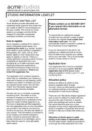 Studio Information Sheet Sep 2010 - Acme Studios