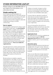 STUDIO INFORMATION LEAFLET - Acme Studios