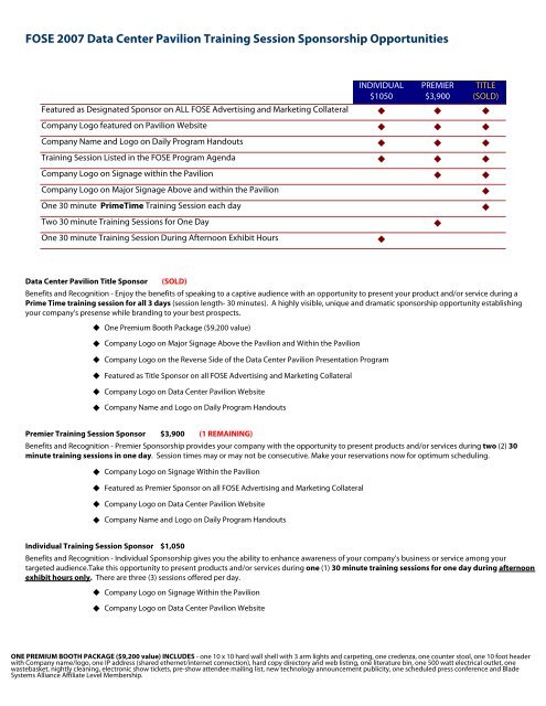 Sponsorship Brochure/Application and Contract - The Expo Group