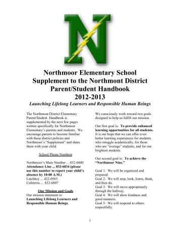 Student Handbook Supplement - Northmont City Schools