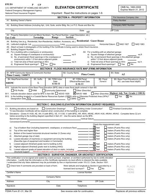 Elevation Certificates The Official Website For The City
