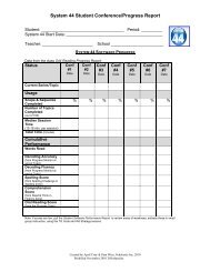 System 44 Student Conference/Progress Report