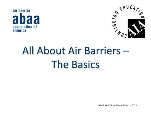 Laverne Dalgleish - Basic Air Barrier Requirements